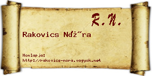 Rakovics Nóra névjegykártya